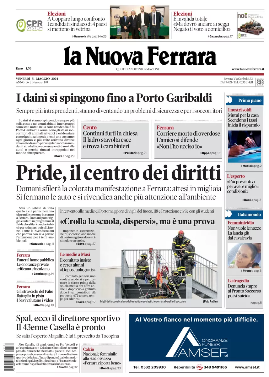 Prima-pagina-nuova ferrara-oggi-edizione-del-2024-05-31